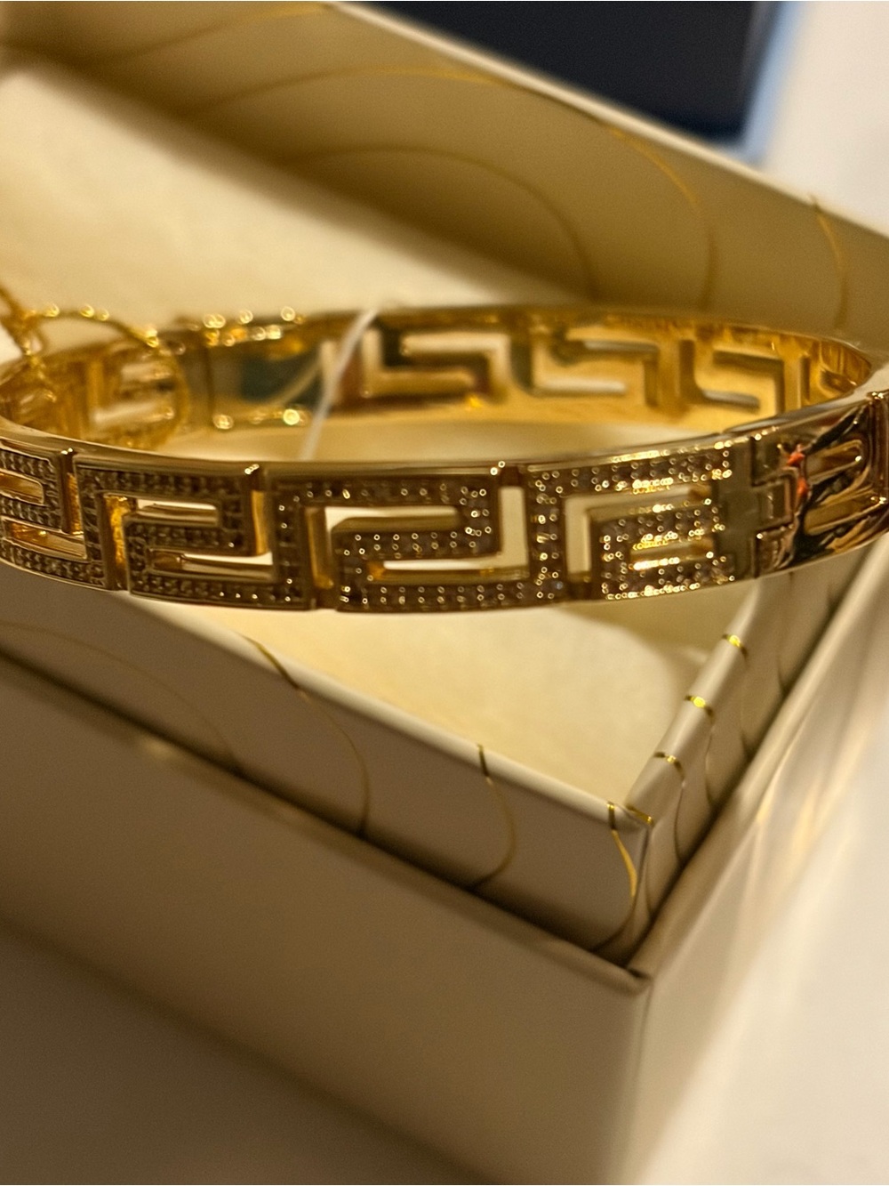 eye candy Gold Greek Key Bangle Watch Bracelet